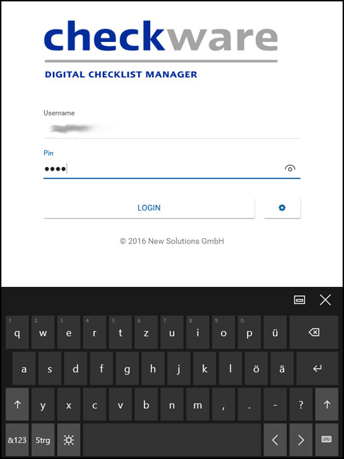 Anmeldung an der Checkware-App auf einem mobilen Gerät mit einer PIN