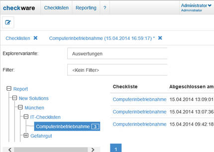 Reporting der Eingaben in den Formulare mit Datenexport als Excel-Datei.